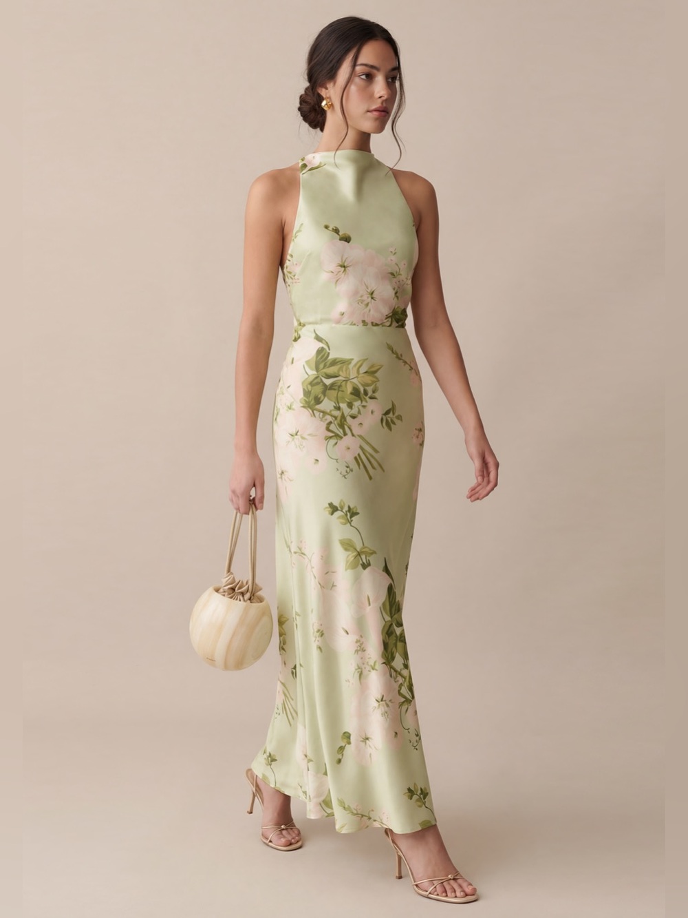 NWT Few Moda Roslyn Silk Dress size XS mint blossom green floral midi maxi o.p.t